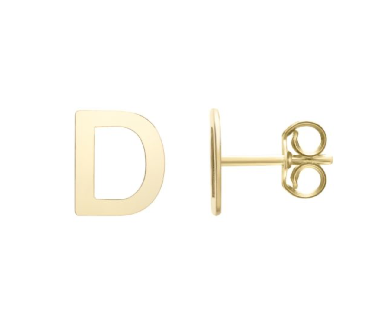 14K Gold Polished Initial Stud Earrings