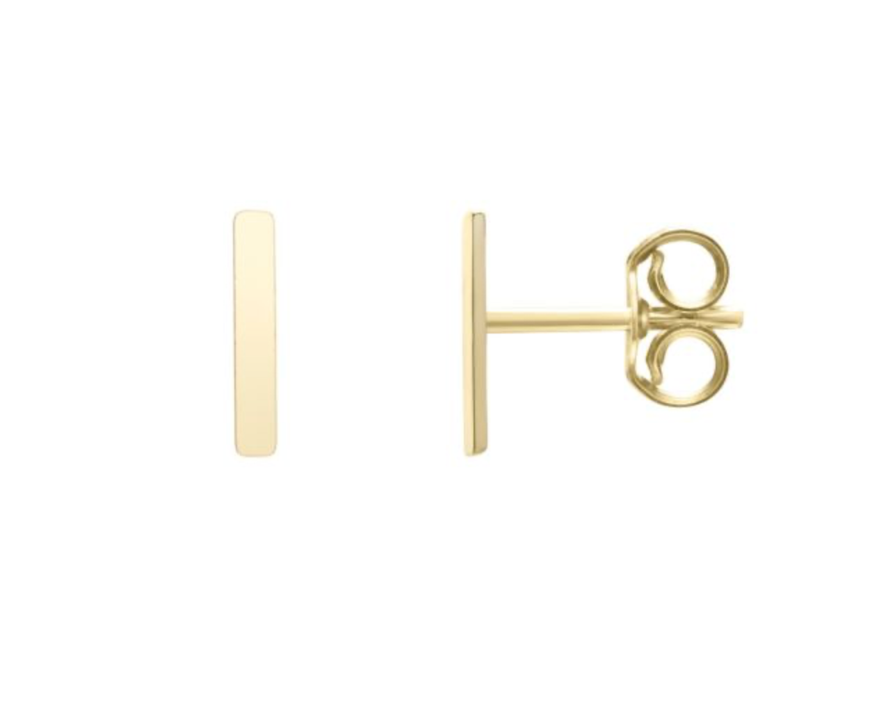 14K Gold Polished Initial Stud Earrings