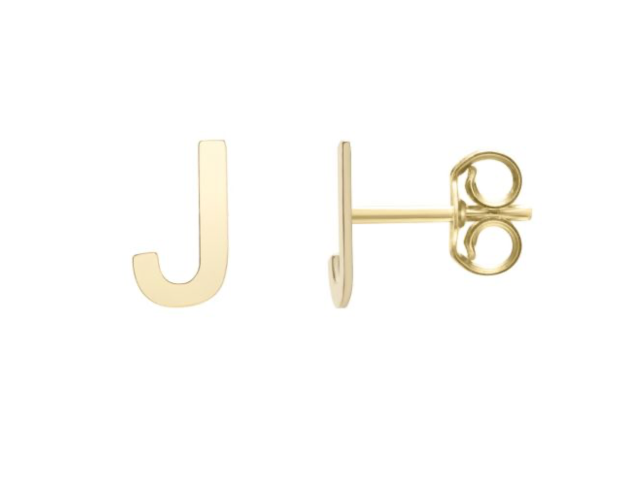 14K Gold Polished Initial Stud Earrings